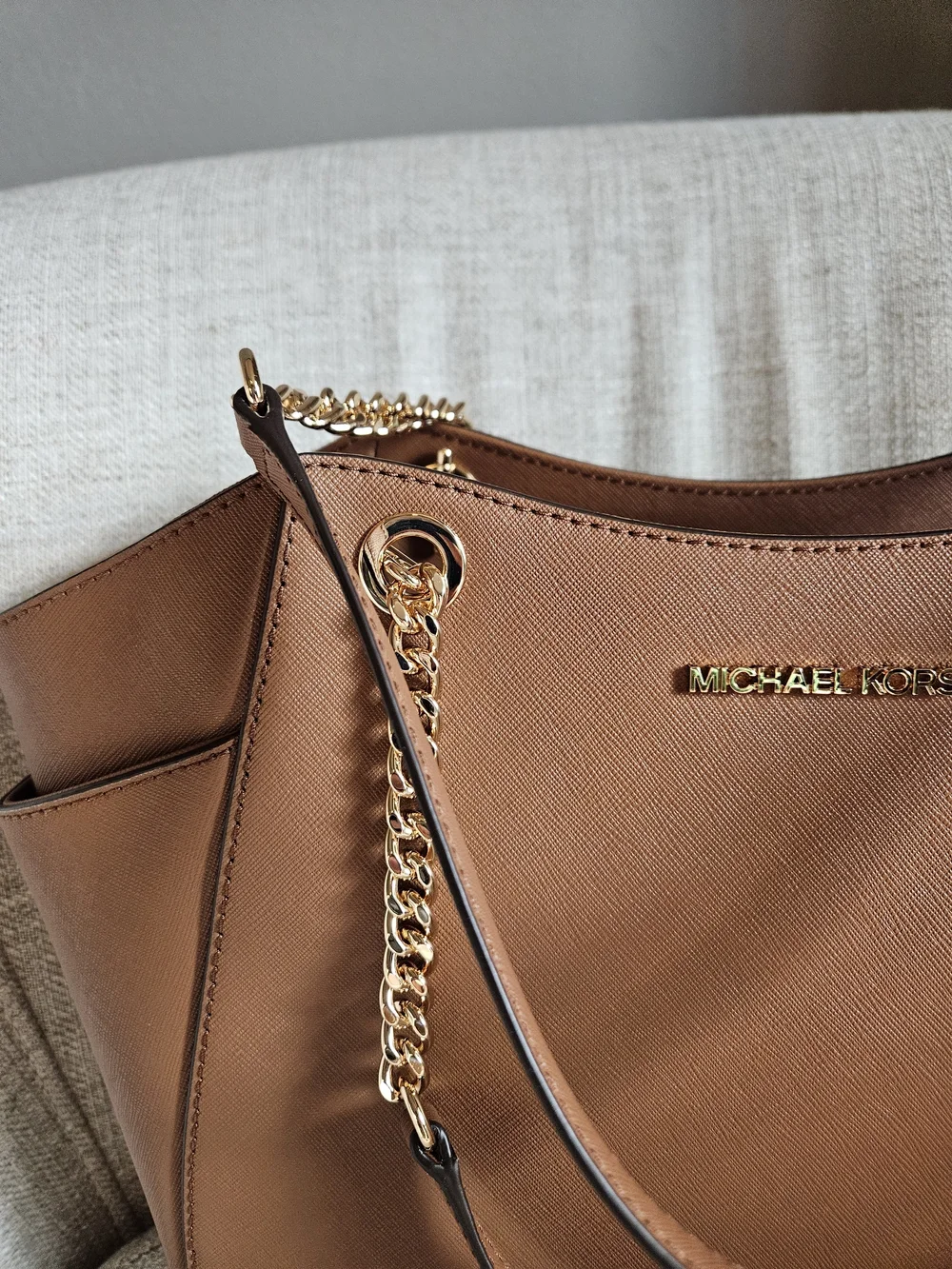 Michael Kors Tan Leather Crossbody Bag - Gold Hardware